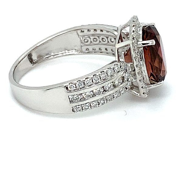Orange Tourmaline 3.50ct Diamonds Platinum Ring - Picture 3 of 9